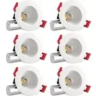 Luxrite 2 Inch Regressed LED Recessed Light with J-Box 5000K 600lm ETL (6-Pack)