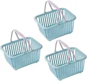 STOBAZA 3pcs Storage Basket Kids Shopping Basket Mini Grocery Basket Fruit Vegetable Basket Mini Plastic Baskets Mini Shopping Basket Containers for Fruit Square Small Basket
