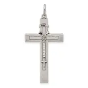 Sterling Silver Antiqued Rosary Cross Pendant