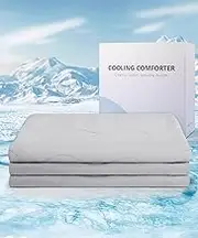 Cooling Comforter - Lightweight Down Alternative, All Season Ultra-Soft Breathable Comforter for Hot Sleepers, Queen Size Gray Bed Comforter(90"x90")