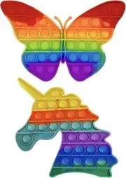 2 Pack of Butterfly & Unicorn Fidget Toys 3D Pop Bubble Squeezable Stress Relief