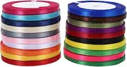 IWOWHERO 20 Rolls Lightweight Crafting Ribbons Mixed Color Present Wrapping Ribbons for Bouquets DIY Projects and Special Occasions Wide Yards Each