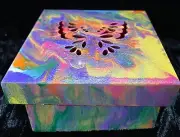 Original one of a kind Abstract acrylic painted Butterfly Trinket Box