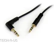StarTech MU3MMSRA 3 ft Slim 3.5mm to Right Angle Stereo Audio Cable Male Male