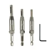 Holes Hinge Drill Bit 3 Pcs Electroplating High-speed Steel Silver