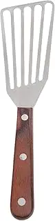 Generic Stainless Steel Fish Spatula, Slotted Fish Turner Spatula Wood Handle Barbecue Turner, Multifunctional Flipper for Cooking, Frying, Flipping (Small 19.8x19.5cm / 7.8x7.7in)