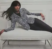 ST JOHN ZEBRA PRINT BLACK/HYDRANGEA BLUE COTTON SPANDEX JACKET P