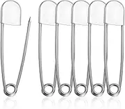 HAIKING Extra Large Laundry Pins, 6 PCS Silver Stainless Steel Safety Pins for Clothes, Leather, Canvas, Blankets, Crafts (About 12.9 x 2.8cm/5.07 x 1.1in)