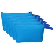 12.2 x 7.5" Canvas Makeup Bags with Strap, 5 Pcs Cosmetic Toiletry Pouch, Blue