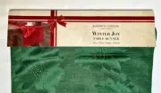 Bardwil Winter Joy Green Table Runner Textured Poinsettia Pattern 14 in. x 70 in
