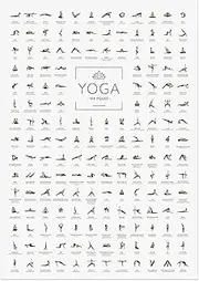 JUNOMI Yoga Poster DIN A1 with 168 Poses and Asanas, Perfect Yoga Gift Idea, Ideal for Studios and Home Exercises, Unframed