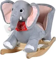 Rocking Animal Elephant, High-Quality Baby Rocker for Toddlers, Soft Plush Toy with Padded Seat, Maximum Weight 25 kg, Size 60 x 32 x 54 cm, Age 12 Months and Up
