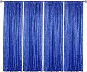 Sugargirl Navy Blue Sequin Backdrop Curtain 4 Panels 2FTx8FT Glitter Navy Blue Background Drapes Sparkle Photography Backdrop for Party Wedding Birthday Wall Decoration