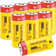 8 Pack C Rechargeable Batteries 5000mAh High Capacity 1.2V NiMH C Size Batteries