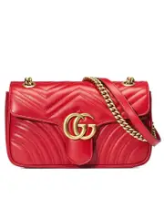 Gucci GG Marmont Small Matelasse Shoulder Bag in Red