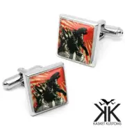 Godzilla Monster Vintage Japanese Art Handmade Silver Cufflink Set w/ Box - 621