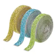 3Roll 3 Yards 8mm Diamond Ribbon Light Blue,Light Yellow,Light Green