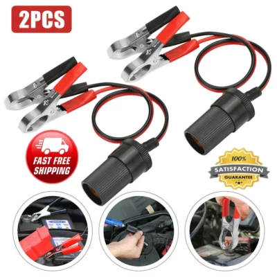 2x Alligator Clip Connector Battery Plug For 12V DC Batteries Jump Starter Cable