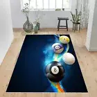 Pool Ball on Fire, Billiards Rug, Decorative Floor Rug, Billiards Fan Club Decor