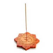 Incense Burner Spiritual Cone Stick Holder Orange Om Flat