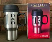 #1 Dad Travel Mug Stainless Steel International Silver Company NIB holds 16 oz.