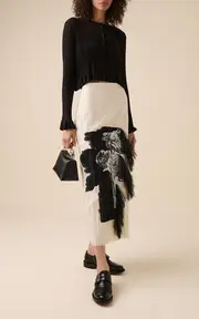 [Erdem] Printed Cotton-Blend Pencil Midi Skirt