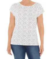 NEW SUZANNE GRAE COTTON PRINT TEE WHITE/BLACK SIZE XS, 3XL