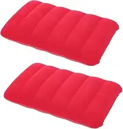 [Happyyami] 2Pcs PVC Flocking Inflatable Nap Pillows Portable Waist Cushion for Outdoor Travel Camping Ergonomic Design for Cervical Support Durable and Comfortable Red