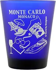 Monte Carlo Monaco Cobalt Blue Frosted Shot Glass