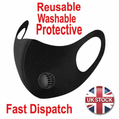 Breathable Face Mask Washable Face Mouth Protection With Filter REDUCE HEAT UK