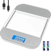 Diyife Digital Kitchen Scale, [1g/15Kg] [Waterproof Tempered Glass] High Accuracy Rechargeable Food Scale, LCD Display, Tare Function, Electronic Cooking Scale for Kitchen, Food, Gold, Herb, Coffee