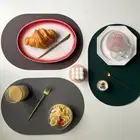 Creative Oval Faux Leather Placemat Durable Dining Table Mat Christmas