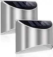 LeiDrail Solar Step Lights Outdoor Deck Fence Light Stainless Steel Waterproof LED Illuminated Lighting for Stair Post Yard - 2 Pack