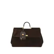 [Dolce & Gabbana] Dolce & Gabbana Sicily Suede Tote Bag ONE SIZE BROWN