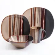 Better Homes & Gardens Bazaar Dinnerware Brown Set Of 16 Stoneware New