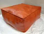 Real Natural Genuine Pouffe Footstool Leather Ottoman Pouf Handmade Classic