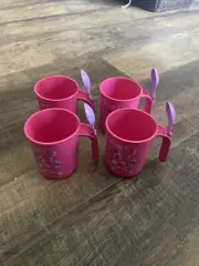 Tupperware Watercolor Floral Mug with Hang On Spoons Set of 4