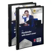 2x Marbig Professional Flexibinder 2-Ring A4 File/Document Binder Organiser BLK