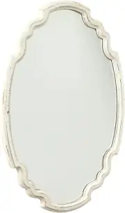 Vintage Sculpted Oval Mirrors for Wall Decor 24", Distressed White Ornate Accent