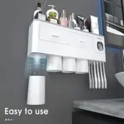 Dyiom Toothbrush Holder Wall Mountedw/ Toothpaste Dispenser, Large Capacity Tray