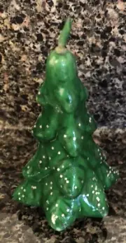 Christmas Tree Candle Wax Molded Winter Decor Green Pine Tree 3”