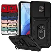 For Motorola Moto G Power 2021 Armor Hybrid Kickstand Case Slide Camera Cover