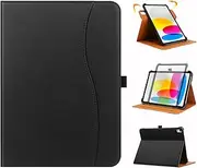 FANRTE Rotating Case for iPad 10th Generation Case (2022 Model) 10.9 inch - 360 Degree Rotating Stand Cover, Multi-Angle Viewing Folio Stand Cover with Pocket with Auto Sleep/Wake,Black