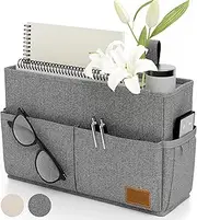 Large Bedside Caddy With Big Pockets And Bottle Holder to Easily Organize All Your Accessories - The Perfect College Dorm Room Storage Essential for Students - Fits All Hospital Beds & Wheelchairs