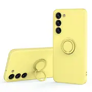 ZUSLAB Galaxy S23 Case Silicone Stand Case Magnetic Finger Ring Kickstand Bumper Protective Cover for Samsung (2023) - Yellow