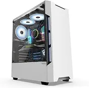Mid-Tower Computer Case ATX/M-ATX/ITX,Desktop Computer Case,Vertical GPU Bracket Tempered Glass Side Panel(White)