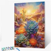 Sunset Oasis Paint by Numbers Kit - Create Your Own Tropical Succulent Masterpie