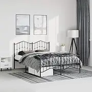 Bed Furniture Metal Bed Frame Without Mattress with FootboardBlack 150x200 cm