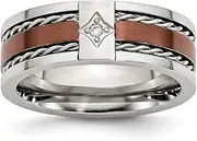 [Diamond2Deal] Women's Stainless Steel Brushed Brown IP-Plated Diamond Wedding Band Size 8 (0.025ct, H-SI2)