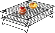 2 Pack Cooling Racks for Cooking and Baking, Non Stick Cooling Wires Rack, Stackable Baking Rack Set, Solid Baking Cooking Cooling Racks with Collapsible Legs for Roasting Baked Goods